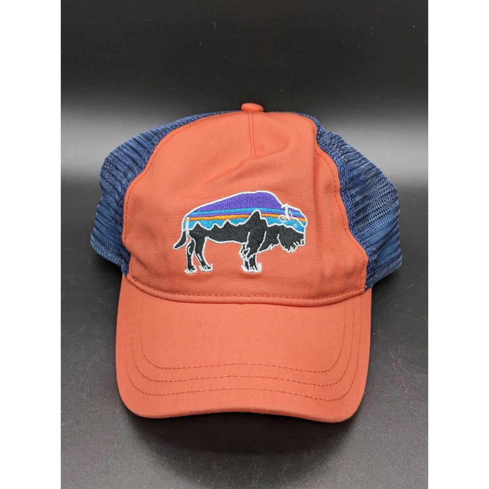 Orange and Blue Buffalo Patagonia Fitz Roy Adjustable Snapback Trucker Hat Cap